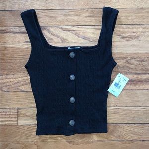 Moa Moa NWT black crop top, buttons, size S!